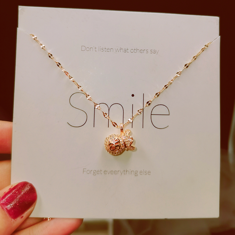 Hospitality Bags Lock Bone Chain Summer Necklace Women No Fade Bots Good Luck Coin Bags Hang Pendant Female Tide personalities