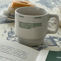nullthing original catching green coffee porcelain cup milk cup simple letter niche mug ins retro sense