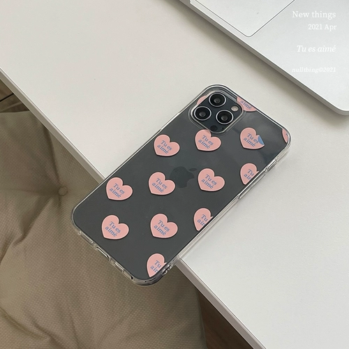 nullthing ® Независимый дизайн Tu Es Aime Series Love Transparent Shell Apple Android Peach Mobile Shell