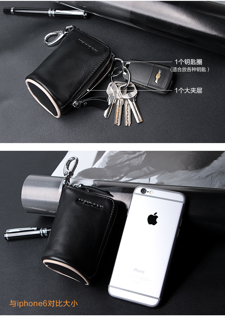 Bù nhìn của Nam Giới Nhỏ Túi Chìa Khóa Da Eo Thống Coin Wallet Da Xe Keychain Dây Kéo Túi Chìa Khóa ví đựng tiền 