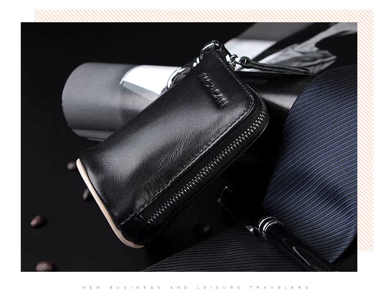 Bù nhìn của Nam Giới Nhỏ Túi Chìa Khóa Da Eo Thống Coin Wallet Da Xe Keychain Dây Kéo Túi Chìa Khóa ví đựng tiền 