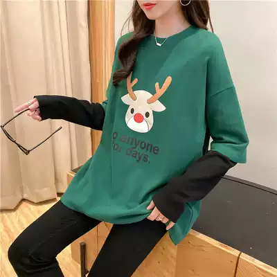 2021 New Spring maternity suit two-piece fake two-piece long sleeve T-shirt women's coat base shirt Net red tide