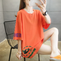 2021 new maternity clothes summer printing Korean version loose large size short-sleeved t-shirt womens top base shirt outside wear tide