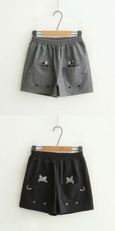 Quần legging nữ Nhật Bản 2017 mùa thu đông hoạt hình động vật dễ thương thêu quần short len ​​mặc ủng nữ