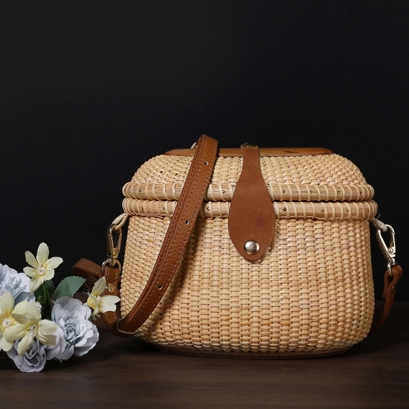 Fujita Woven Handbag Women's Handbag Woven Bag Shoulder Bag Japanese Style Pastoral Rattan Woven Handbag Fujita Woven Handbag Women's Handbag Woven Bag Shoulder Bag Japanese Style Pastoral Rattan Woven Handbag