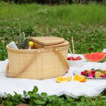 Fujita Internet celebrity outdoor rattan basket picnic basket rattan basket shopping basket gift basket storage basket portable basket with lid