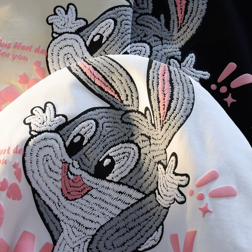 Белый милый кролик, летняя трехмерная оригинальная футболка для влюбленных, 3D, свободный крой, короткий рукав