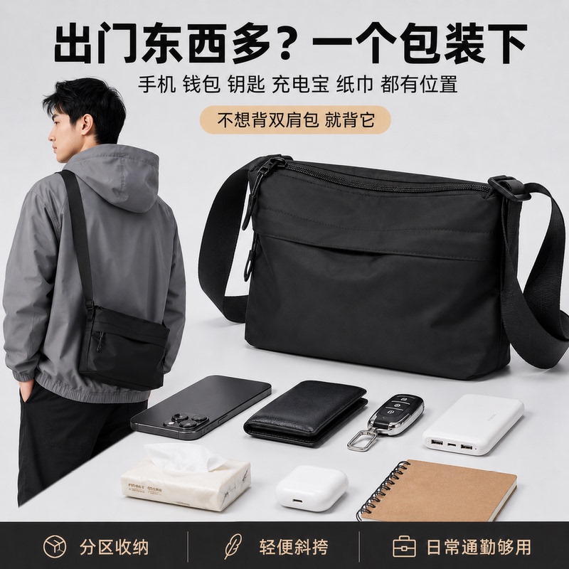Teenage Crossbody Bag for Men, Large Capacity, High-End Feel, Small Bag, Men's Commuter Messenger Bag, Portable Shoulder Bag Teenage Crossbody Bag for Men, Large Capacity, High-End Feel, Small Bag, Men's Commuter Messenger Bag, Portable Shoulder Bag