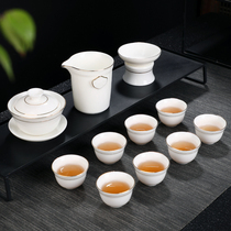 White porcelain tea set Phnom Penh Kung Fu Tea Set Dehui Tart Ceramic Tea Set Home Tea Set Gift Box