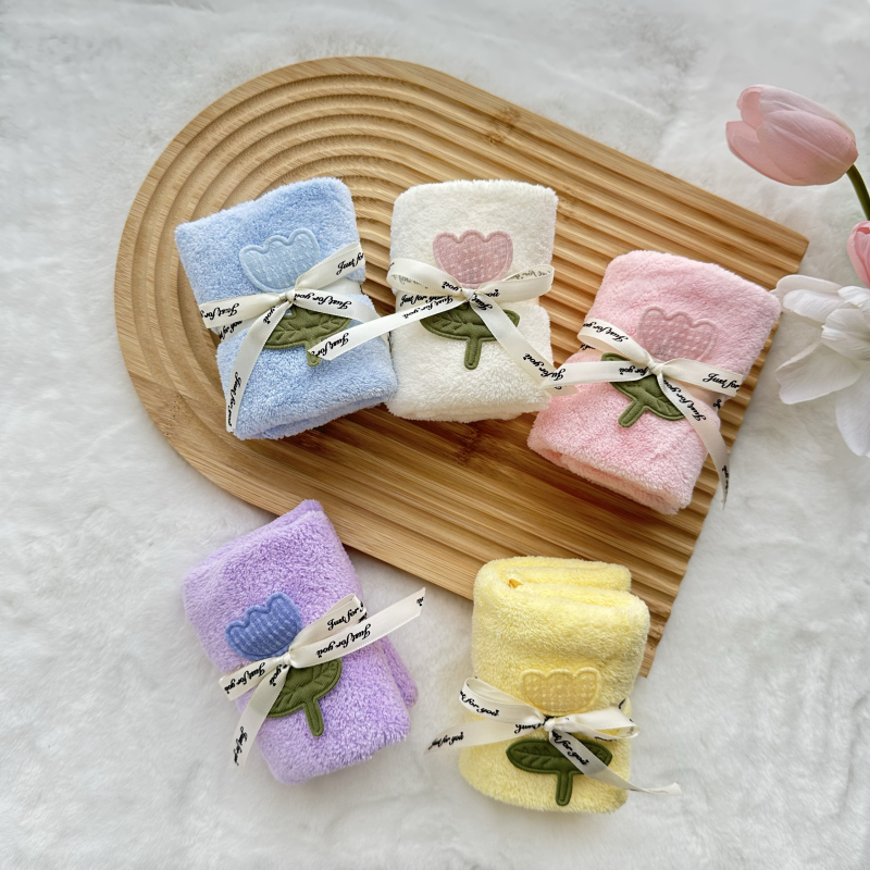 New Tulip Towel Wedding Favors Bridesmaid Gifts Paired with Wedding Guest Return Gifts with the Character for Happiness Doll
