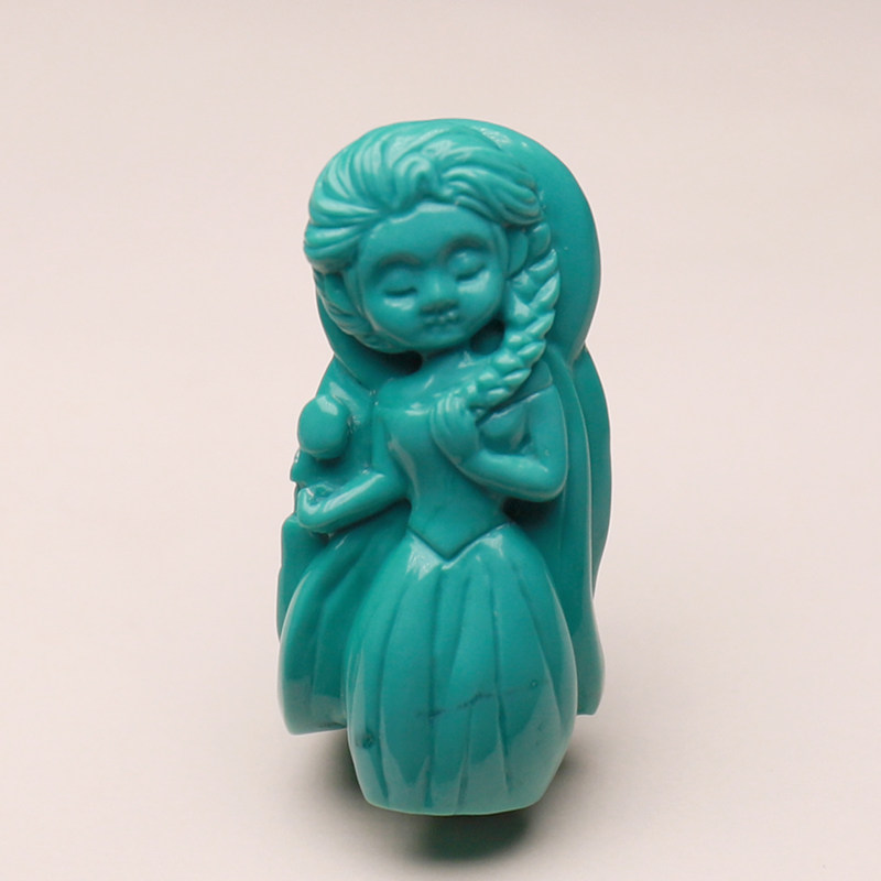 Hubei Shiyan original mine high porcelain green pine stone fine work engraving piece Snow Princess Aisha Pendant Perdecorated Mining Area Straight Hair