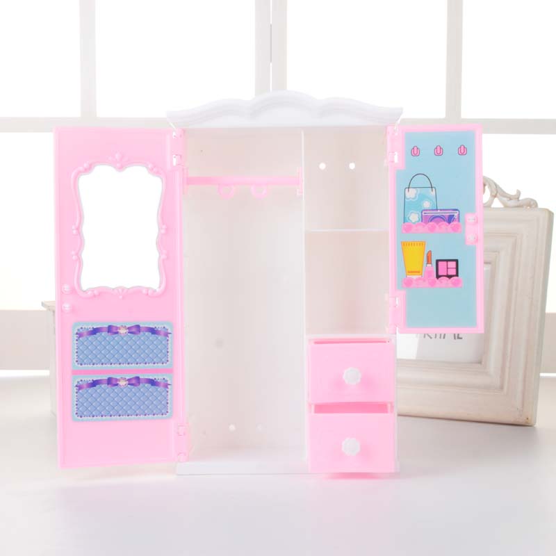 Barbie mới Dress Up Đồ chơi Tủ quần áo Tủ lưu trữ Cô gái Công chúa Lắc với cùng Đồ chơi Barbie Phụ kiện búp bê anna