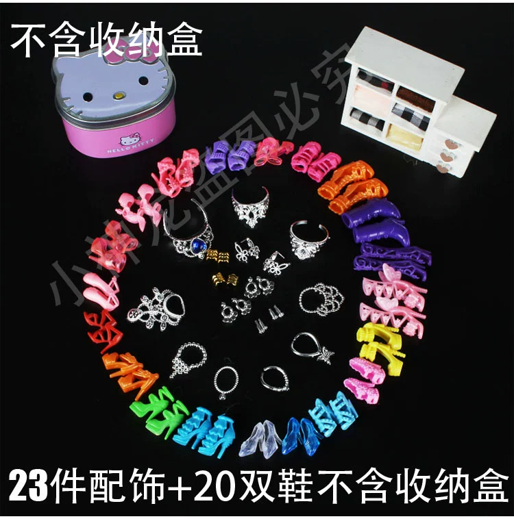 Giày búp bê Barbie giày cao gót pha lê Giày đế bằng phụ kiện với phụ kiện 10 hoặc 20 đôi túi búp bê tô màu