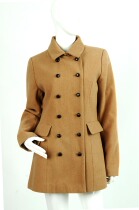 Womens Blend Coat 70% Wool Nordic Big Brand M Export Original Tail Single Leave Sample Slim Medium Long Double Breasted Buckle