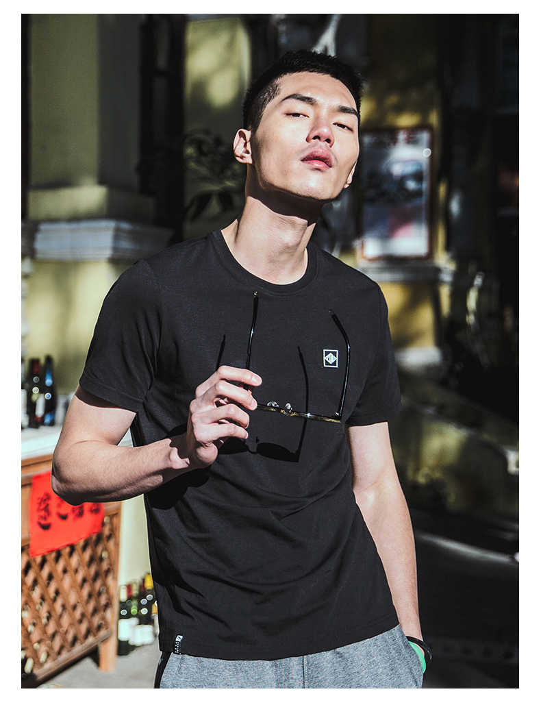 Áo thun nam tay ngắn Anta 2019 hè mới giản dị nửa tay to logo tròn cổ đan cotton thể thao chạm đáy - Áo phông thể thao áo tank top gym