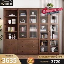 Simple modern bookcase floor floor with door bookshelf free combination Nordic bookcase glass door home locker study