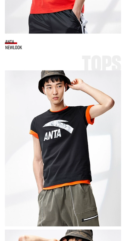 Trang web chính thức của Anta nam ngắn tay 2020 mùa hè mới thoáng khí thoải mái giản dị thời trang áo thun ngắn nam đích thực Slim - Áo phông thể thao