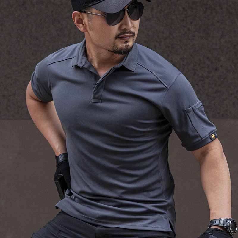 Governing official Summer COOLMAX speed dry clothing Outdoor T-shirt male turnover short sleeve loose tactical POLO shirt