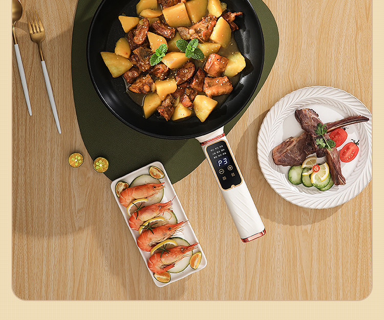 Плиты 电炒锅多功能家用电热不粘锅蒸煮炒煎一体式插电炒菜锅爆炒电煮锅