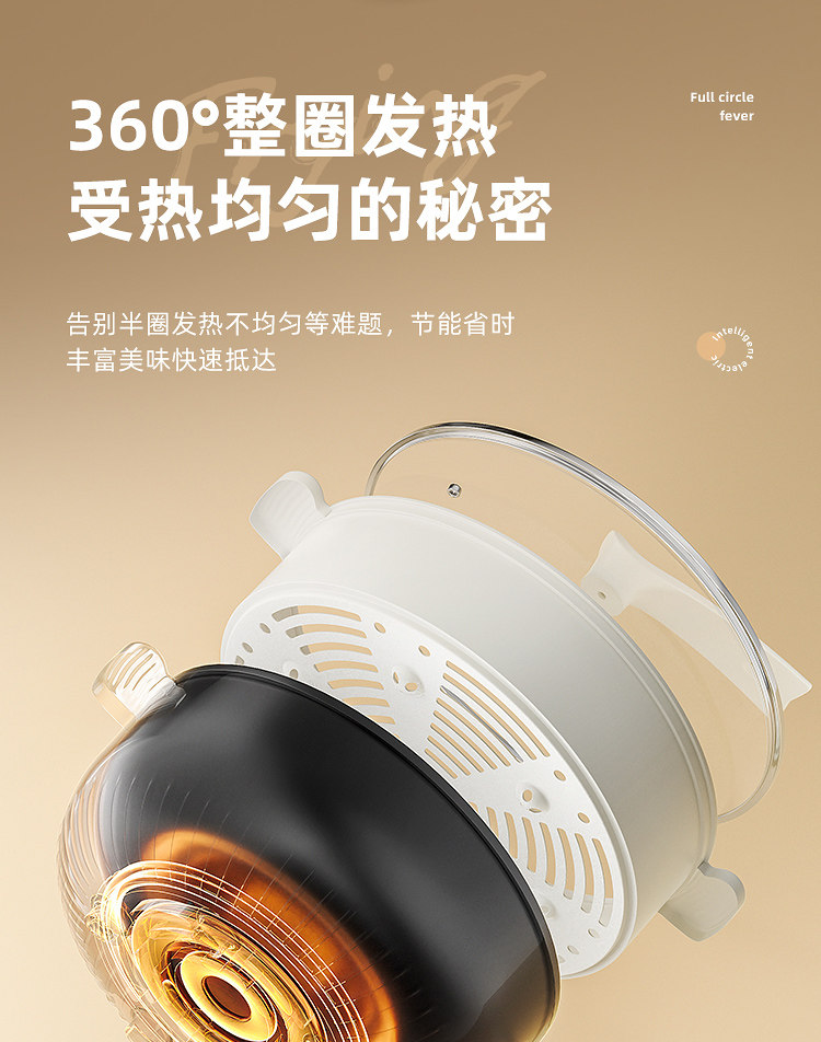 Плиты 电炒锅多功能家用电热不粘锅蒸煮炒煎一体式插电炒菜锅爆炒电煮锅