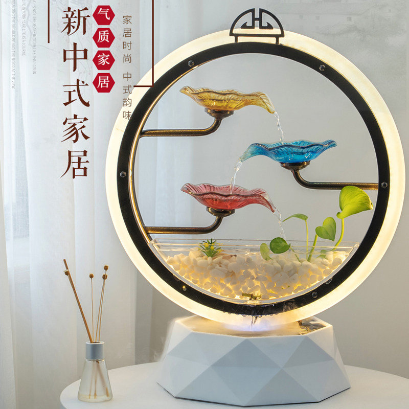 Flowwater fountain home decoration decoration room indoor TV cabinet landing office new Chinese retro creativity