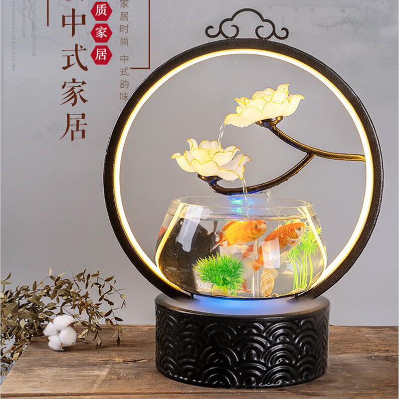 Flowwater fountain fish bowl home decoration decoration room indoor TV cabinet landing office new Chinese creativity