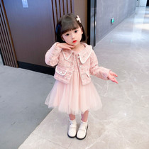 Girls spring princess dress small fragrant dress suit children baby 2024 spring and autumn gauze skirt fashionable skirt