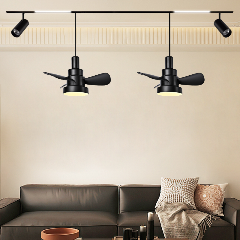 Movable Track Ceiling Fan Light, Two-Track Magnetic Track, Living Room and Dining Room Fan Light, Remote Control, Stepless Dimming Movable Track Ceiling Fan Light, Two-Track Magnetic Track, Living Room and Dining Room Fan Light, Remote Control, Stepless Dimming