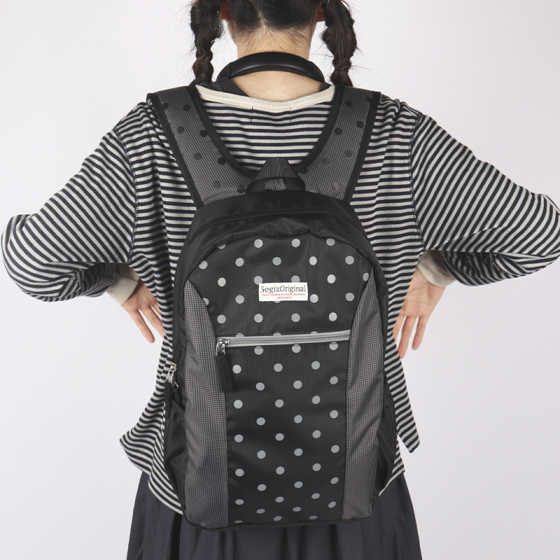 3Egiz Original Patchwork Polka Dot Backpack Korean Style 12L Outdoor Leisure Multi-Functional College Style School Bag