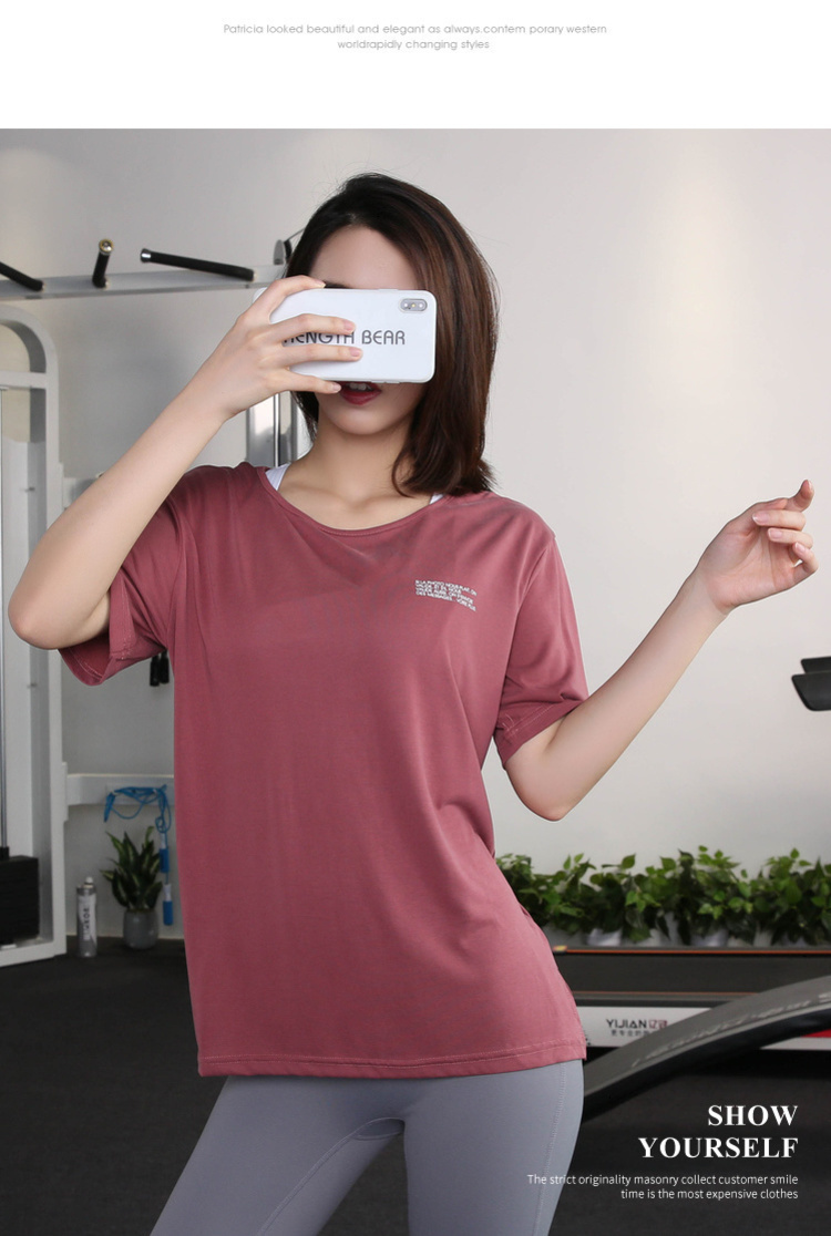 Mùa hè cổ tròn thể thao lỏng lẻo tay ngắn của phụ nữ một nửa tay áo thoáng khí và nhanh khô thấm mồ hôi chạy đào tạo áo thun quần áo thể dục - Áo phông thể thao áo thun tanktop nam