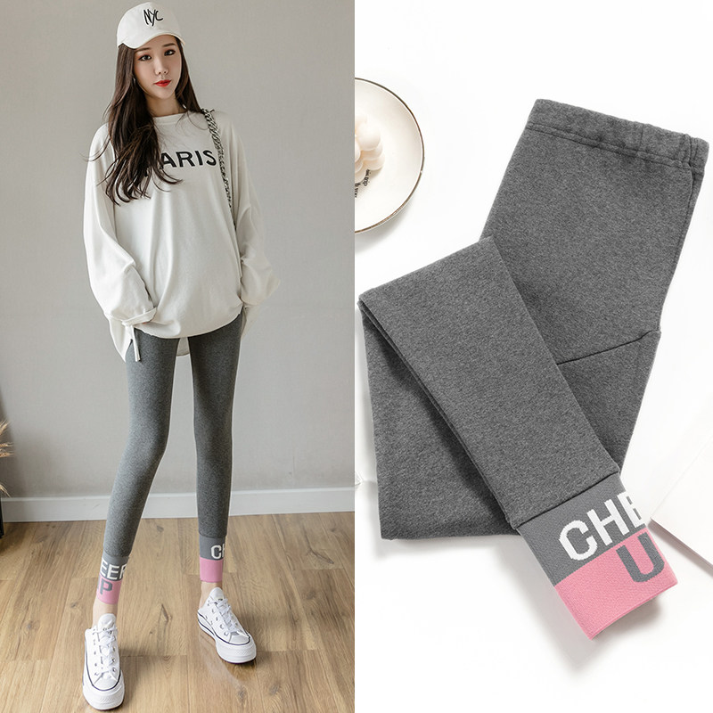 Pregnant women's leggings spring and autumn outer wear autumn belly trousers autumn clothing pure cotton pants plus velvet new fashion autumn and winter large size