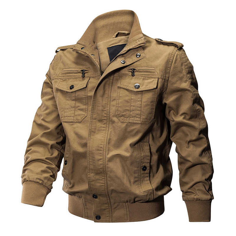 2023 Autumn and Winter Men's Workwear Jacket Pilot Casual Coat Outdoor Large Size Washed Stand Collar Shoulder Patch Top 2023 Autumn and Winter Men's Workwear Jacket Pilot Casual Coat Outdoor Large Size Washed Stand Collar Shoulder Patch Top