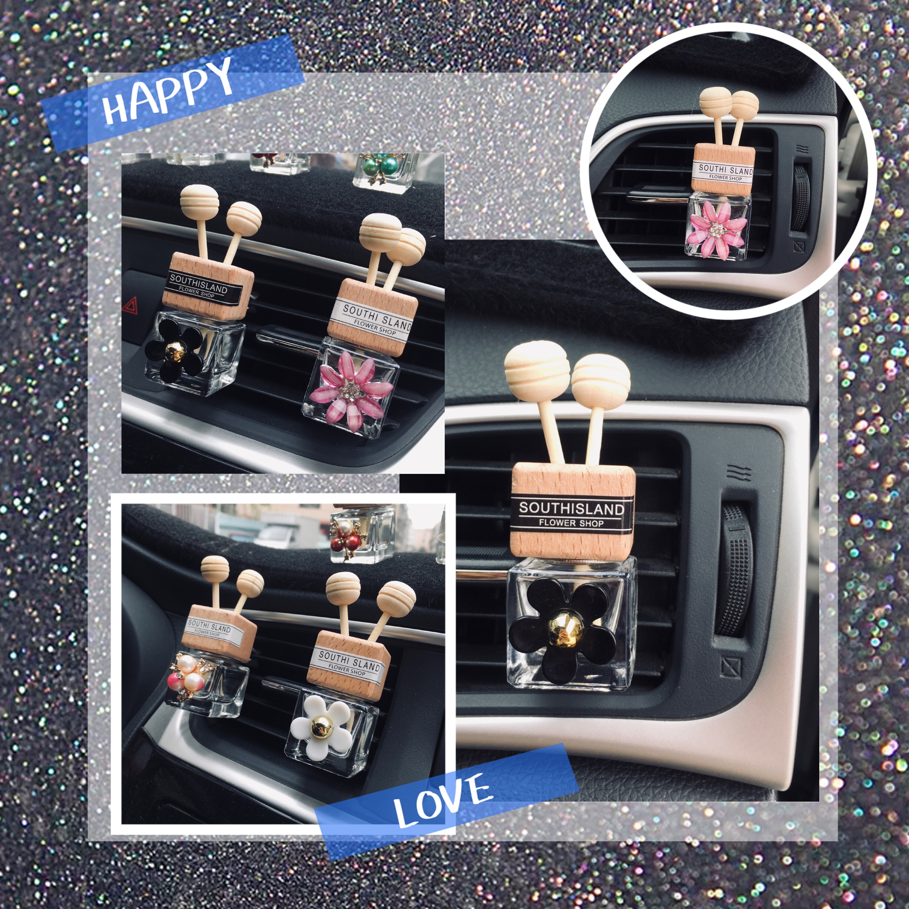 Small fresh daisy car air conditioning outlet liquid perfume bottle creative car cartoon cute decorative ornaments female