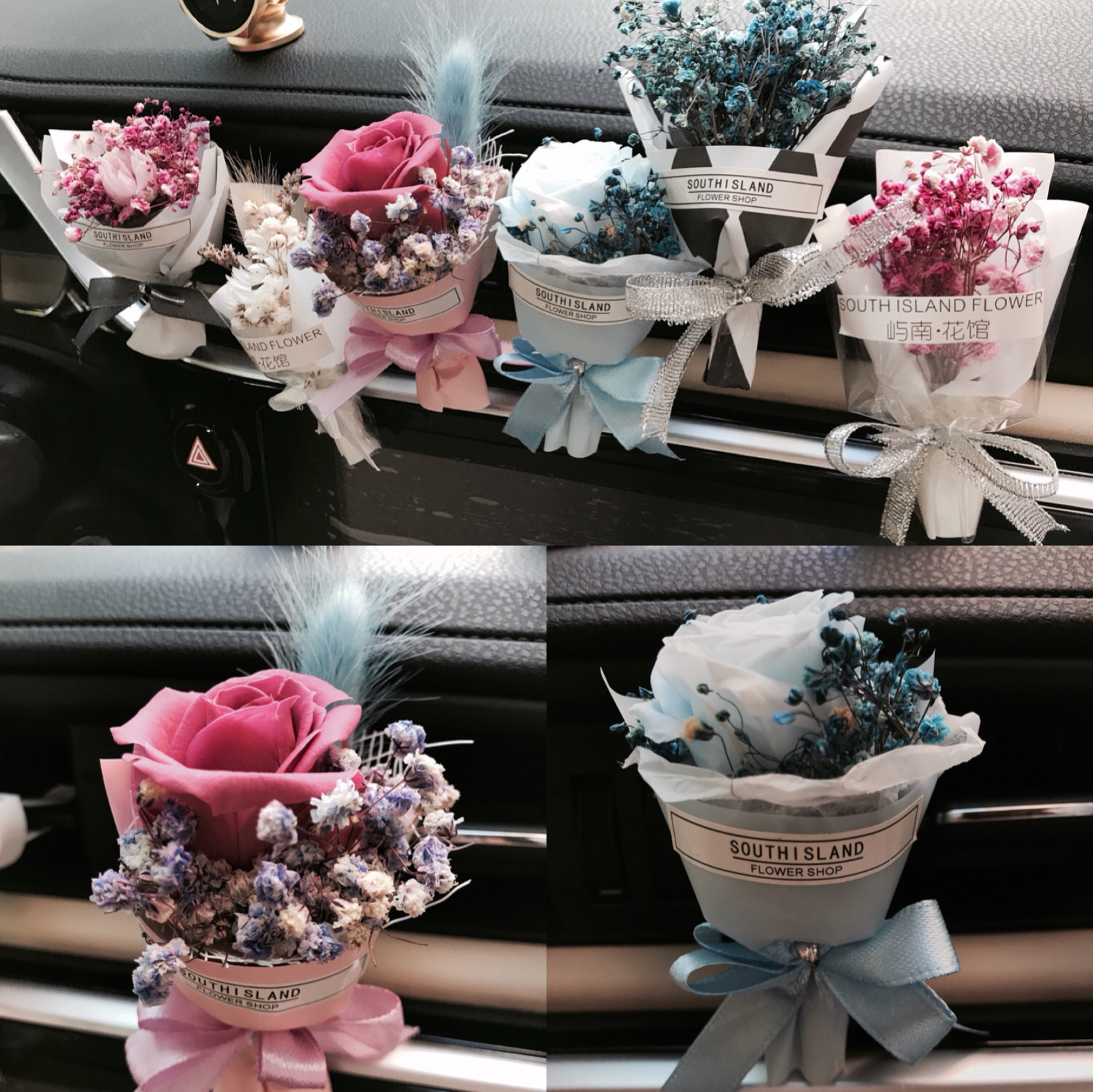 Car hand dried flower perfume creative car air outlet ornaments car air conditioning decorations aromatherapy clip female