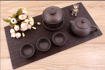 taobao agent Wooden square retro double-sided tea set, 18cm