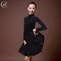 Leya Chi autumn and winter black Latin standard clothing childrens female clothing girl Latin dance dress performance clothing competition suit