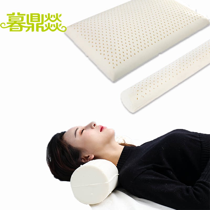 Thai natural latex small round pillow cylindrical protective neck pillows repair cervical spine pillows rubber long round candy sleep pillows