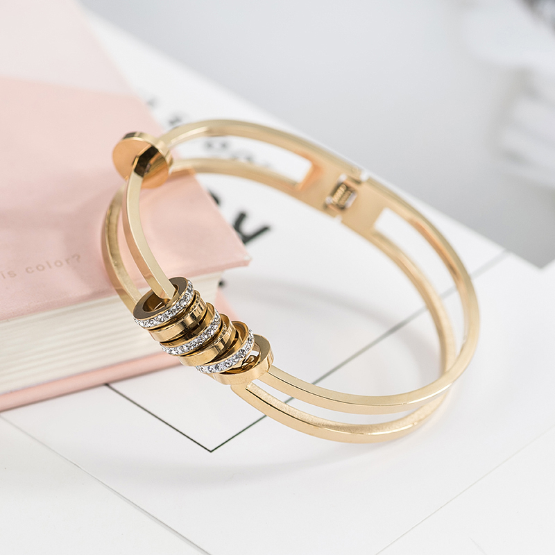 Vòng đeo tay trượt nhiều vòng mạ vàng 18k vòng đeo tay vàng nữ Nhật Bản và Hàn Quốc titan trang sức hipster cá tính vòng tay phong thủy