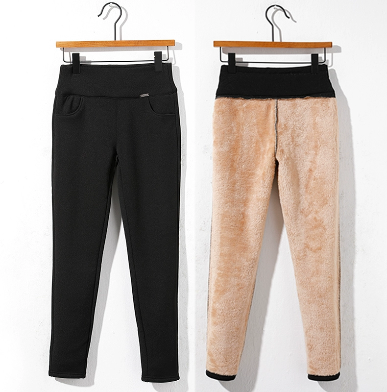 Cộng thêm nhung dày mùa thu và mùa đông quần legging mặc eo cao đã mỏng cỡ lớn co giãn chân đen quần dài quần nữ ấm áp