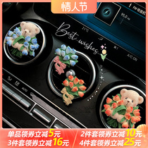 Tulip Small Bear On-board Incense Air Conditioning Air Conditioning Air Outlet Decoration Car Perfume In-car Enlargement Fragrant Stone Aroma Car Pendulum