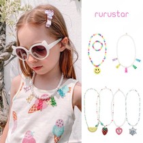 Spot rurustar childrens versatile pearl necklace bracelet ring girls flash big diamond cute fashion gift