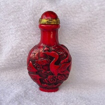 Antique collection Tibetan specialty craft snuff bottle with interior painting snuff bottle imitation red coral mini snuff bottle decoration