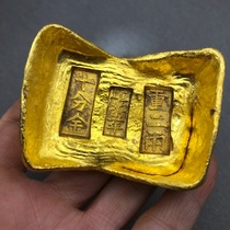 Gold ingot gold ingot weighing two ounces gold cake gold brick retro gilt copper gold ingot town ruler pressure ruler home craft ornaments
