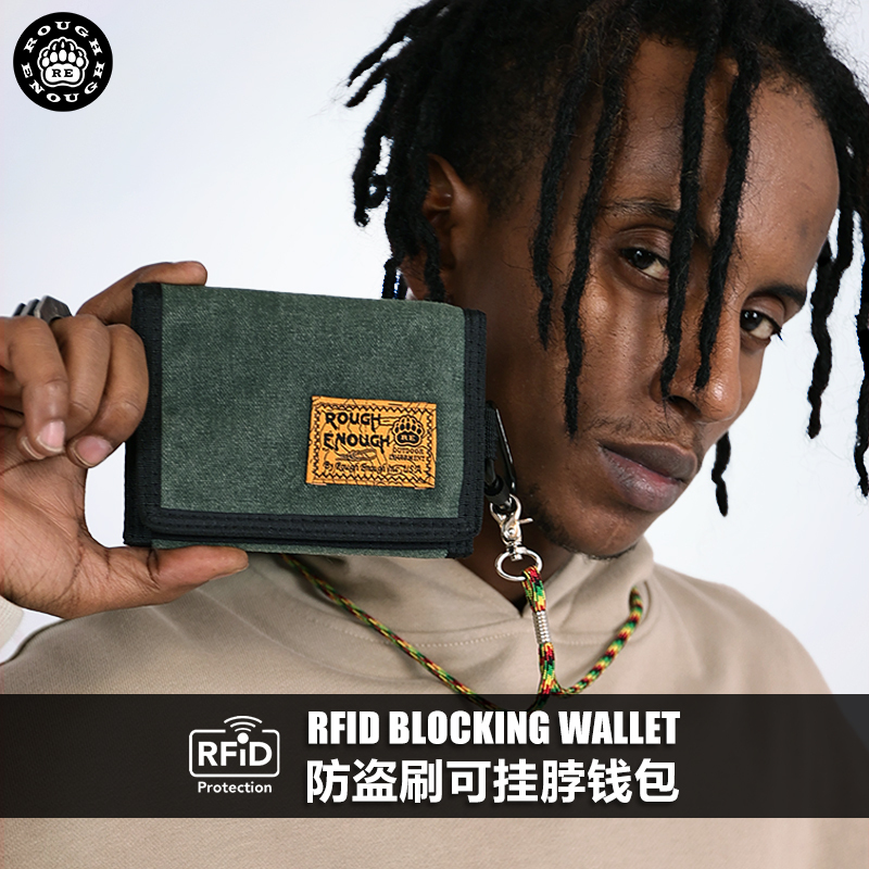 Rough Enough Trendy Canvas Travel Document Bag Portable Storage Coin Purse Men's Large Capacity Wallet Women's