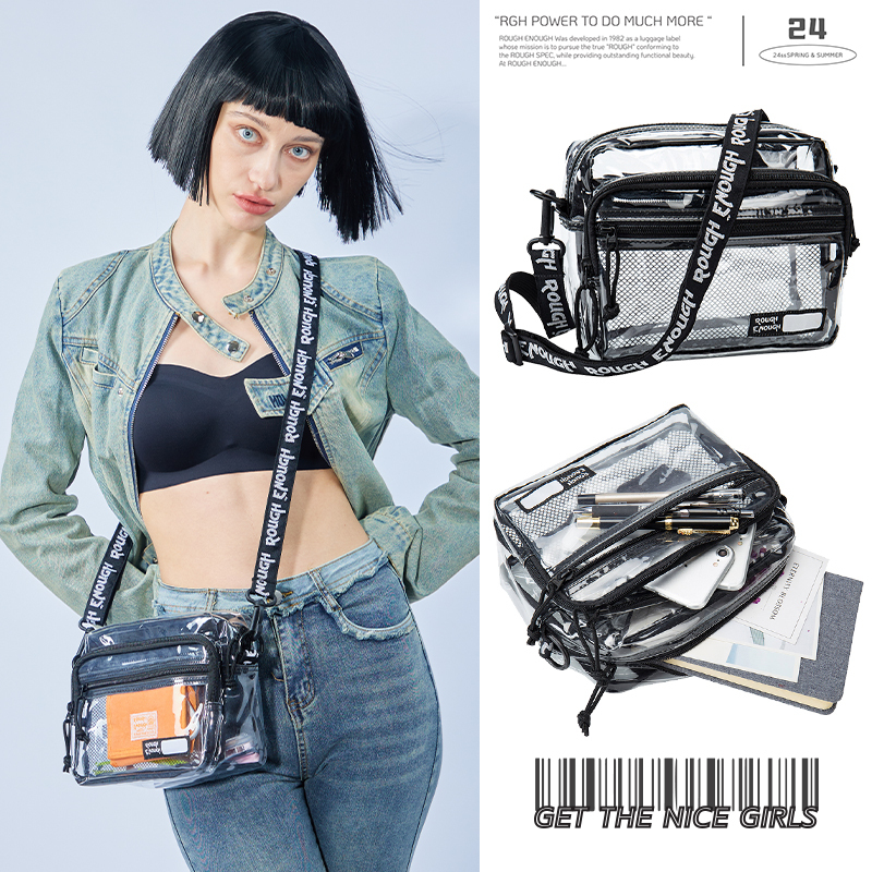 Rgh Transparent Jelly Crossbody Bag New Style Single Shoulder Waterproof Summer Women's Large Capacity Outdoor Sports Men's Waist Bag Fashion