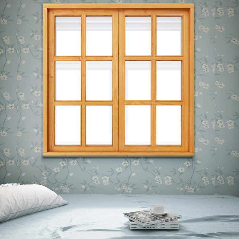 Pure log Pinus sylvestris solid wood casement window custom left and right sliding window tempered glass style optional factory direct supply