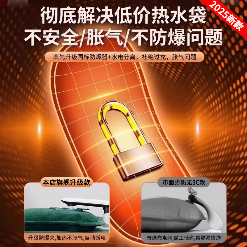 3C Certified Hot Water Bottle 2025 New Model Rechargeable Hot Water Bag for Bed Use, Special for Girls and Children, Hand Warmer, Explosion-Proof, Genuine Product