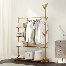 Simple hanger Floor-to-ceiling bedroom coat rack Solid wood creative hanger Household storage clothes rack Simple and modern