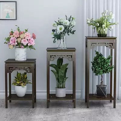 Solid wood flower stand indoor living room multi-layer flower pot stand bamboo fleshy flower shelf gold GE balcony shelf floor
