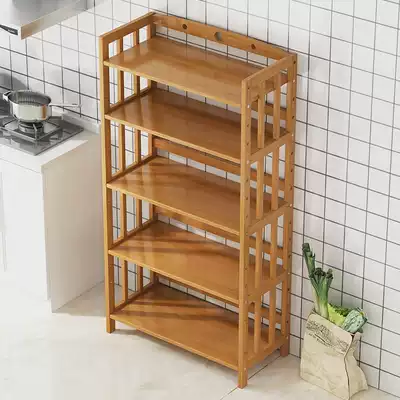 Kitchen shelf floor-standing multi-layer microwave oven shelf kitchen supplies storage layer rack oven rack solid wood bamboo
